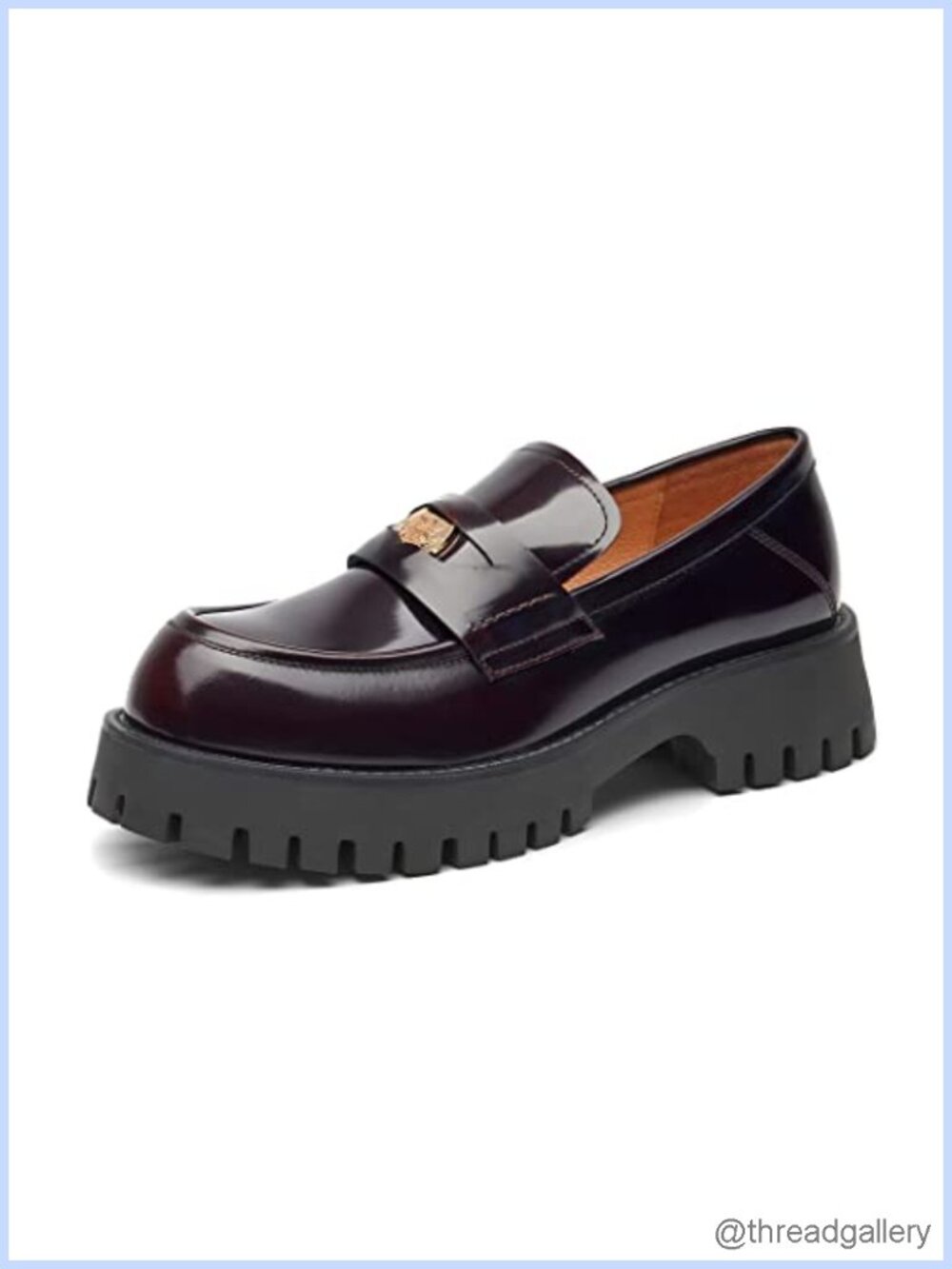 Patent Leather Platform Loafers Lug Sole Slip On Penny Shoes Comfortable Work